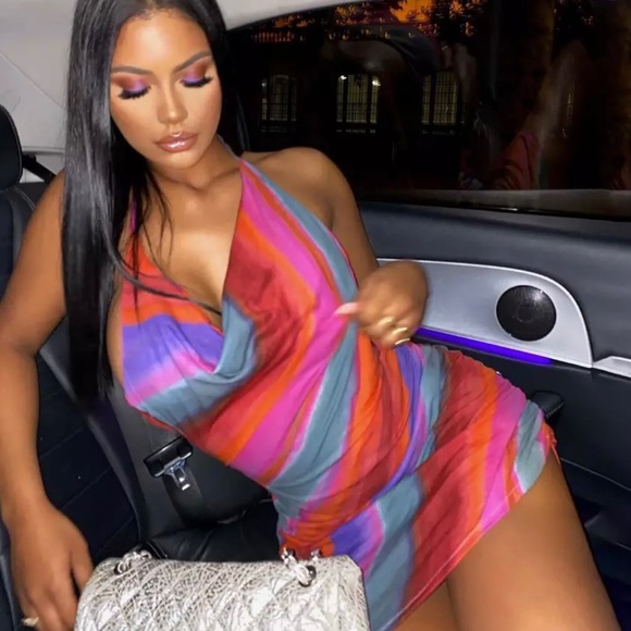 “Taste the Rainbow” Camisole Backless Mini Dress. Size Small. Super Sexy! - Picture 6 of 7